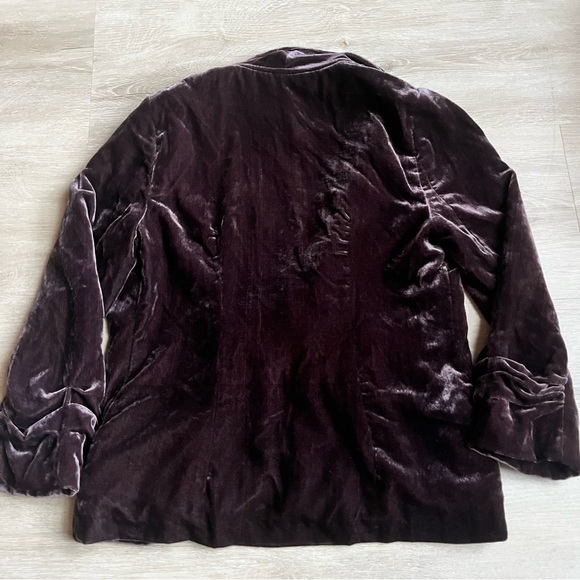 Elevenses Anthropologie Brown Crushed Velvet Cardigan Blazer Sz 2 Silk Interior - Picture 7 of 7